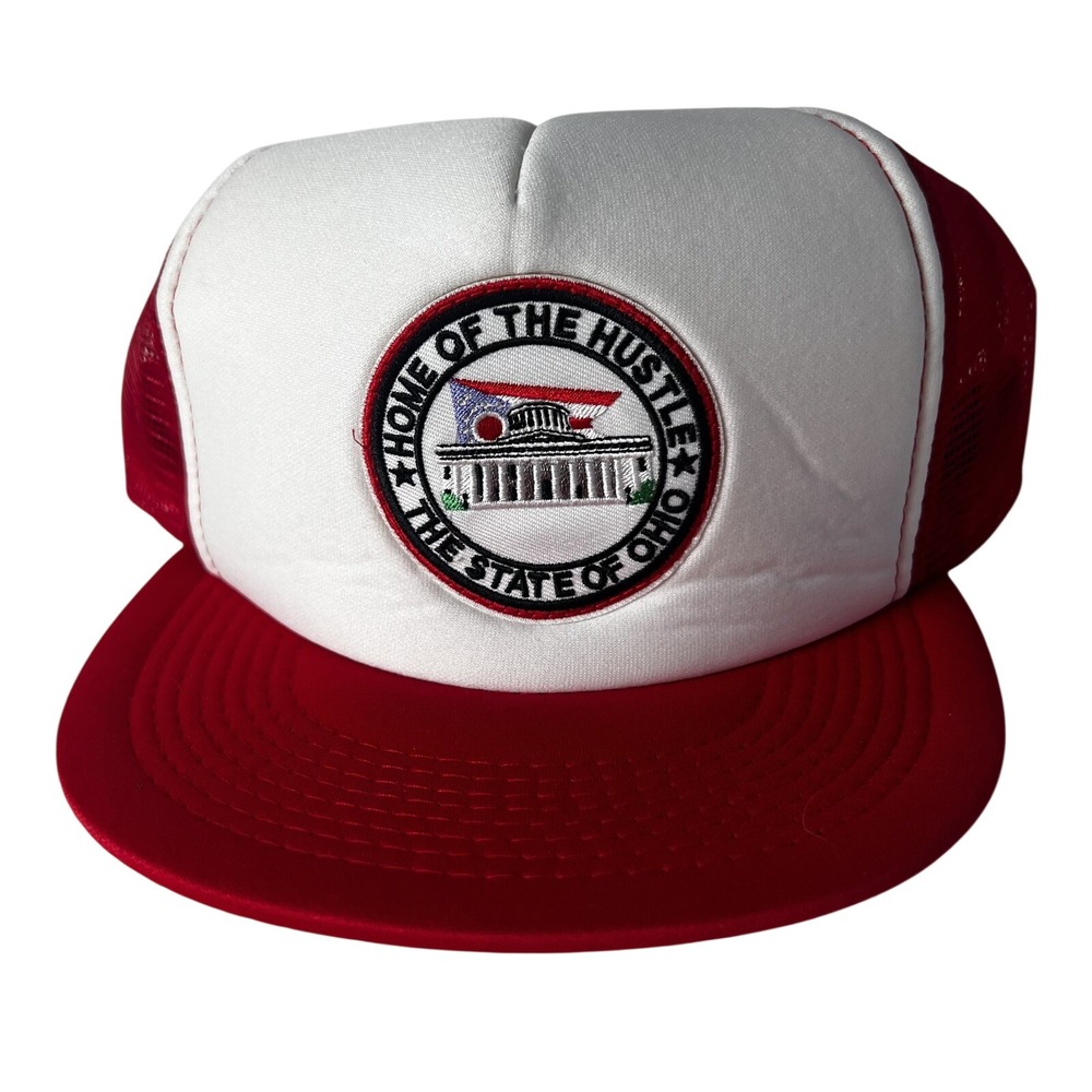 Home of the Hustle Ohio Trucker Hat Red White Snapback Fortune & Fame Cap